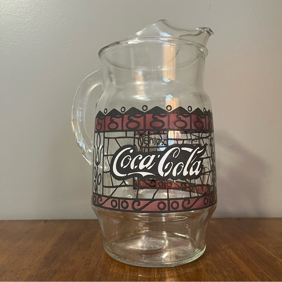 Vintage 1970s Coca Cola Coke Pitcher Stained Glass Design
Soda Beer Red Black - Picture 2 of 12